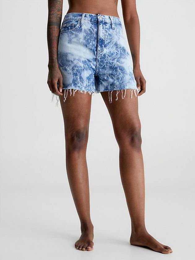 Calvin Klein USA Bleached Denim Mom Womens Shorts Blue 0128439-GO